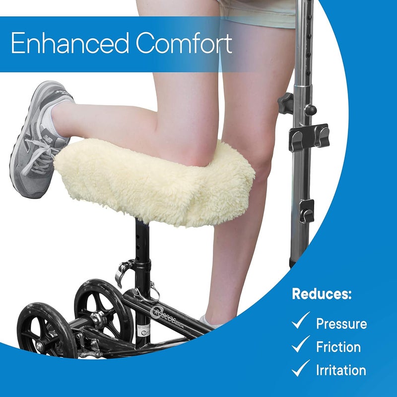 RMS Knee Walker Pad Cover - Plush Synthetic Faux Sheepskin Scooter Seat Cushion - Padded Foam for Comfort During Injury - Washable and Reusable - Fits Most Knee Scooters - Image 5