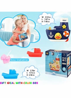 SYOSI Bath Toys Fill and Spin Boat with Suction Cups Shower Gel Box Floating Duck 2 Stacking Boats Bathtub Tub Wall Toys for Boy Girl Kids Gifts Shower Toy Bathroom Floating Water Squirting Toys  - Image 3