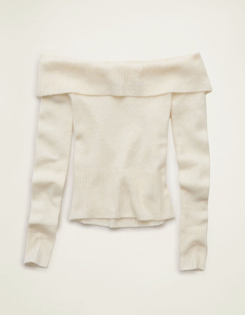American Eagle AE Whoa So Soft Off-The-Shoulder Foldover Sweater Top - Image 4