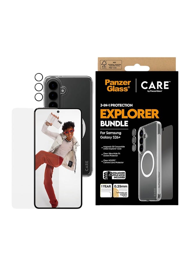 PanzerGlass CARE Explorer Bundle 3-in-1 Samsung Galaxy S26 Plus - Clear - Image 1