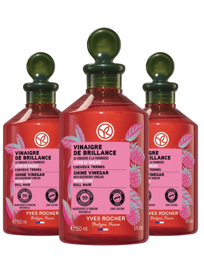 Yves Rocher Raspberry Vinegar Shine & Rinsing Vinegar for Hair- 3x150ml  - Image 1