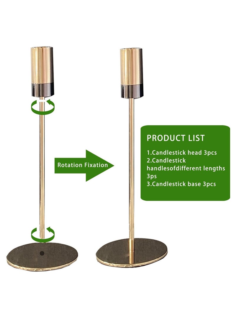 SYOSI Golden Candlestick Holders, Set of 3 Taper Candle Holders, Minimalist Decor for Wedding, Dining, Party, Holiday Dinner, Table Centerpiece - Image 4