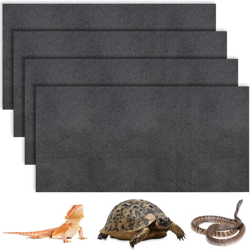 Haull 4 Pcs Reptile Carpet Pet Terrarium Floor Liners Bedding Substrate Liner Supplies Reptile Cage Mat Tank Accessories for Lizard Bearded Dragon Tortoise Snake Leopard (Black,47 x 24 Inch) - Image 1