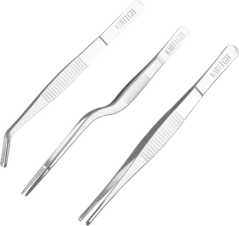 KMHIGH Stainless Steel Tweezers Set, For Small Gardening and Kitchen, Multi-Purpose Tools. (3Pcs, 6.15Inches / 6.3Inches / 6.5Inches) - Image 5