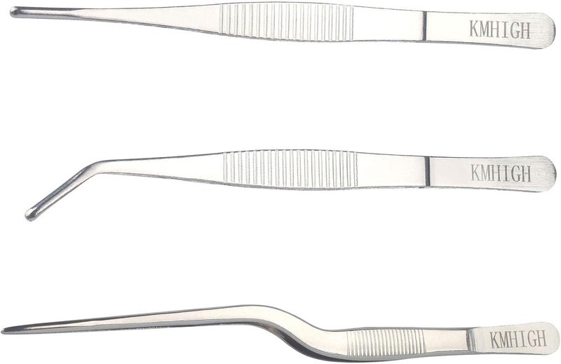 KMHIGH Stainless Steel Tweezers Set, For Small Gardening and Kitchen, Multi-Purpose Tools. (3Pcs, 6.15Inches / 6.3Inches / 6.5Inches) - Image 1