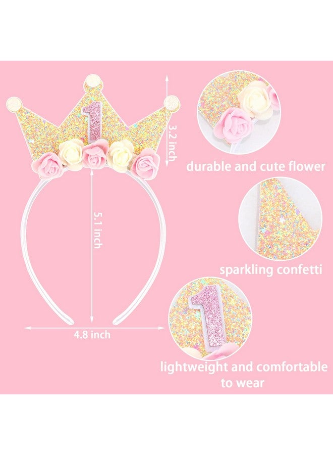 Canitor First Birthday Hat Sweet One Party Decorations 1st Birthday Girl Headband Crown Tiara for 1 Year Old Girl Gifts - Image 4