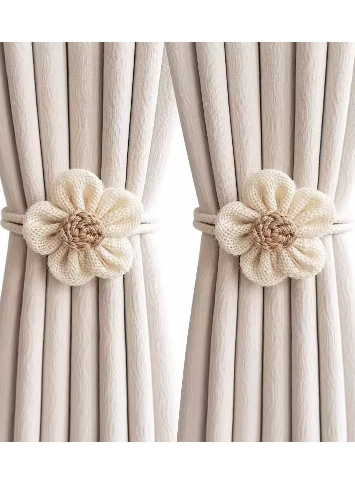 Modern MinimalistCurtain Strap Set With Adjustable Cute Flower Storage Straps And Fixed Decorations(1 Pair)  - Image 1