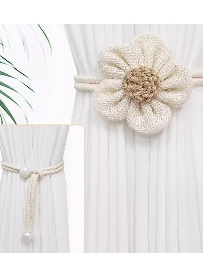 Modern MinimalistCurtain Strap Set With Adjustable Cute Flower Storage Straps And Fixed Decorations(1 Pair)  - Image 2