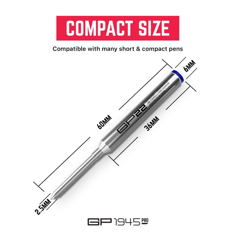 GPCA - GP22 Ink Refill Cartridges for Gel Pens, Medium Point Size, 3-Pack, Blue - Image 3