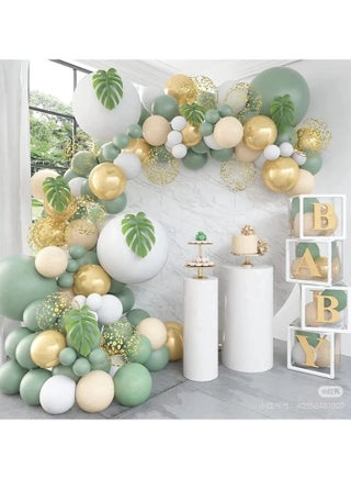 123PCS Sage Green Balloon Garland Arch Kit White Gold Confetti Balloons Retro Green Balloon and Gold Metallic Chrome Latex Balloons for Wedding Birthday Baby Shower Decorations - pzsku/Z43F1E50C8C29824A91BDZ/45/_/1728962112/7a887551-ea0b-4dc5-b624-2c1ded2ac164