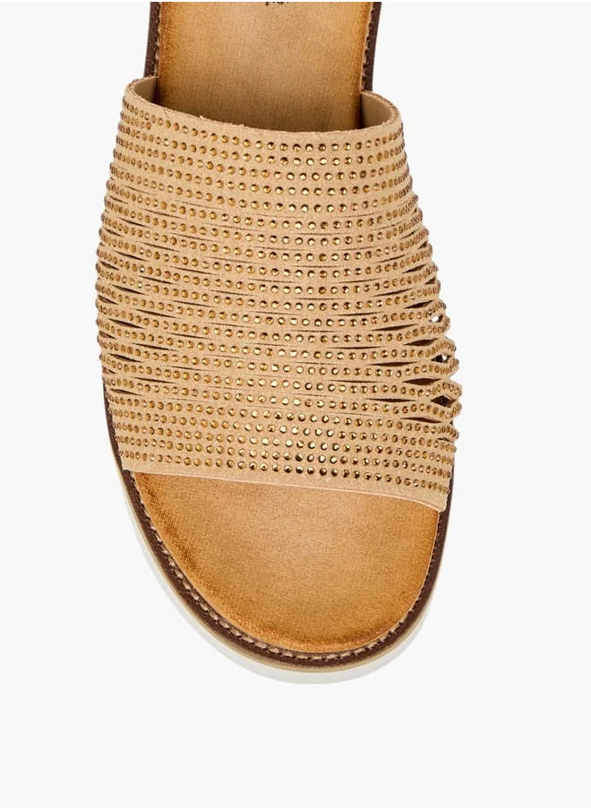 لو كونفورت Womens Embellished Slip-On Sandals