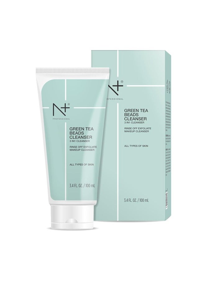 N+ Professional - Green Tea Beads Cleanser – 3-in-1 Face Wash, Exfoliator, and Makeup Remover – 100ml - Image 1