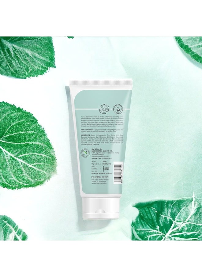 N+ Professional - Green Tea Beads Cleanser – 3-in-1 Face Wash, Exfoliator, and Makeup Remover – 100ml - Image 1