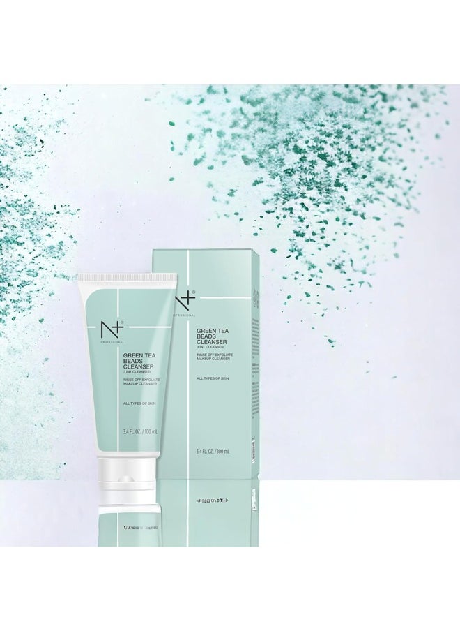 N+ Professional - Green Tea Beads Cleanser – 3-in-1 Face Wash, Exfoliator, and Makeup Remover – 100ml - Image 1