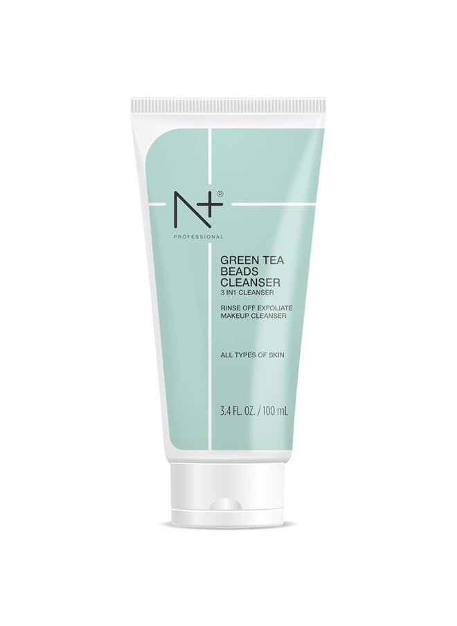 N+ Professional - Green Tea Beads Cleanser – 3-in-1 Face Wash, Exfoliator, and Makeup Remover – 100ml - Image 1