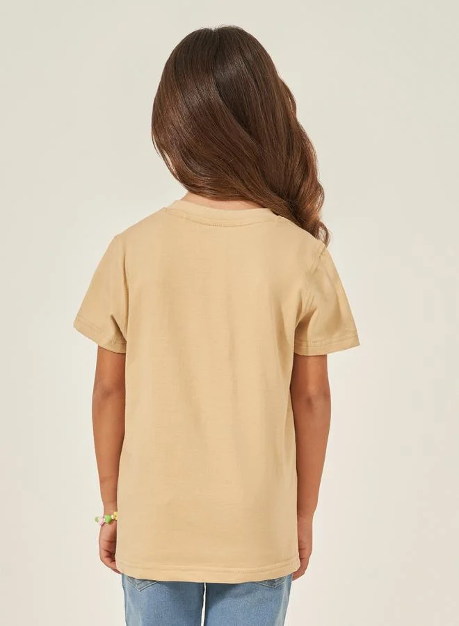 Styli Slogan Print Round Neck T-Shirt