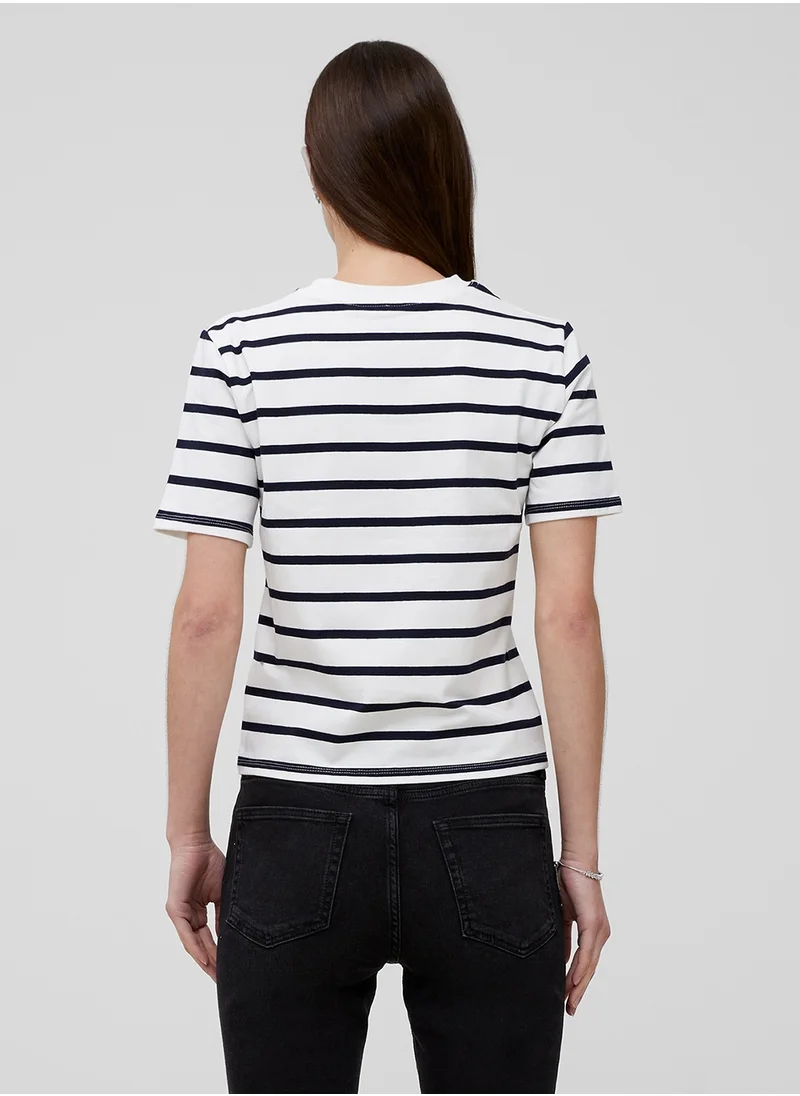 فرنش كونكشن Rallie Cotton Stripe Short Sleeve T-Shirt