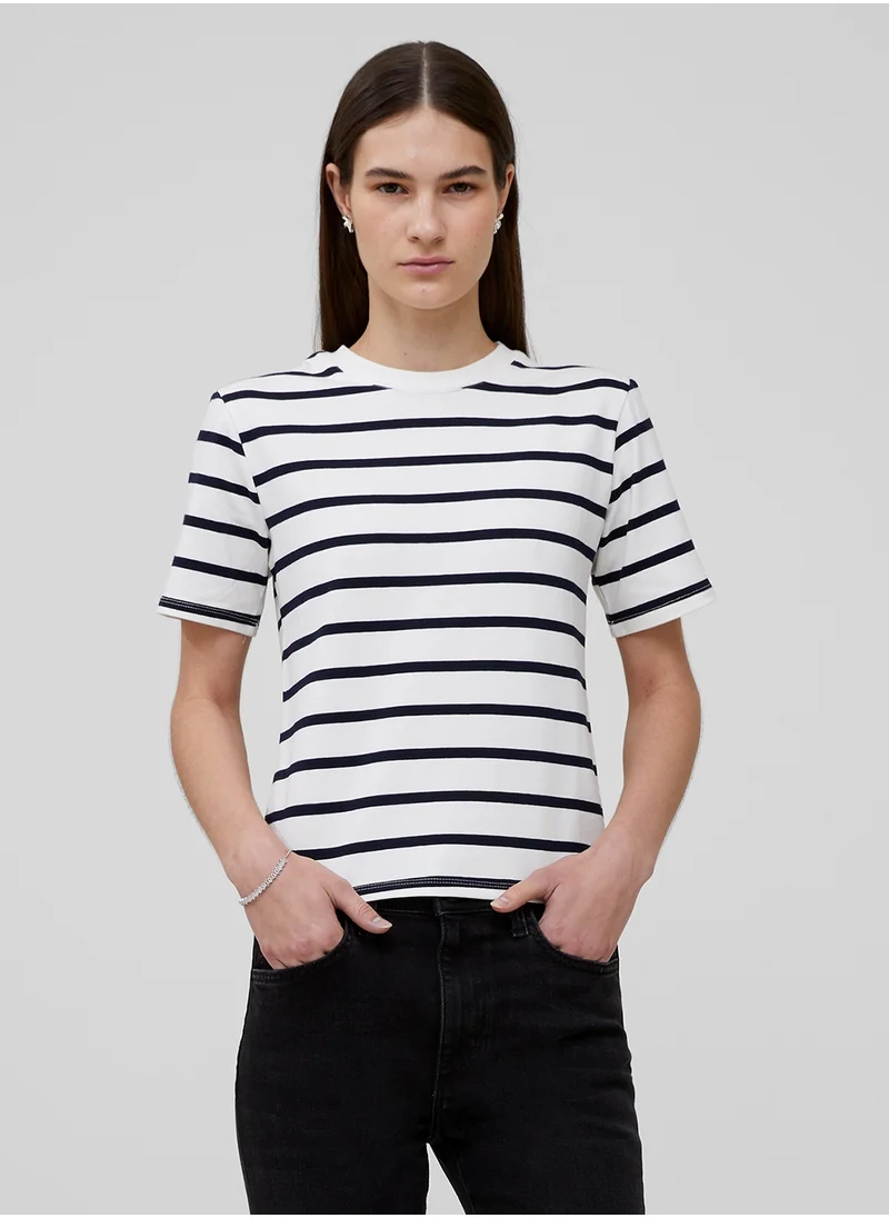 فرنش كونكشن Rallie Cotton Stripe Short Sleeve T-Shirt