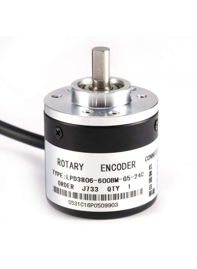 Rotary Encoder, 600P/R Photoelectric Incremental Rotary Encoder 5V-24V AB 2-Phases Wide Voltage Power Supply 6mm Shaft - Image 4