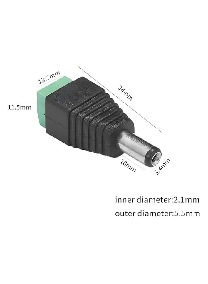 erorex 20Pcs 5521DC Male Power Connectors and 10packs red and black wires,5.5mm x 2.1mm Power Jack Socket for 5V 12v 24v Led Strip, CCTV Security Camera Cable Wire Ends Plug Barrel Adapter - Image 3