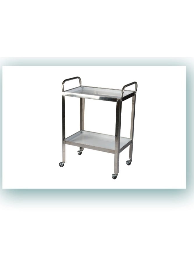 Generic - 2-shelf trolley for machines made of high quality stainless steel. * Size: 60*40*80 cm * Equipped with 4 wheels, 50 mm * 2 handles, diameter 20 mm. - Image 1