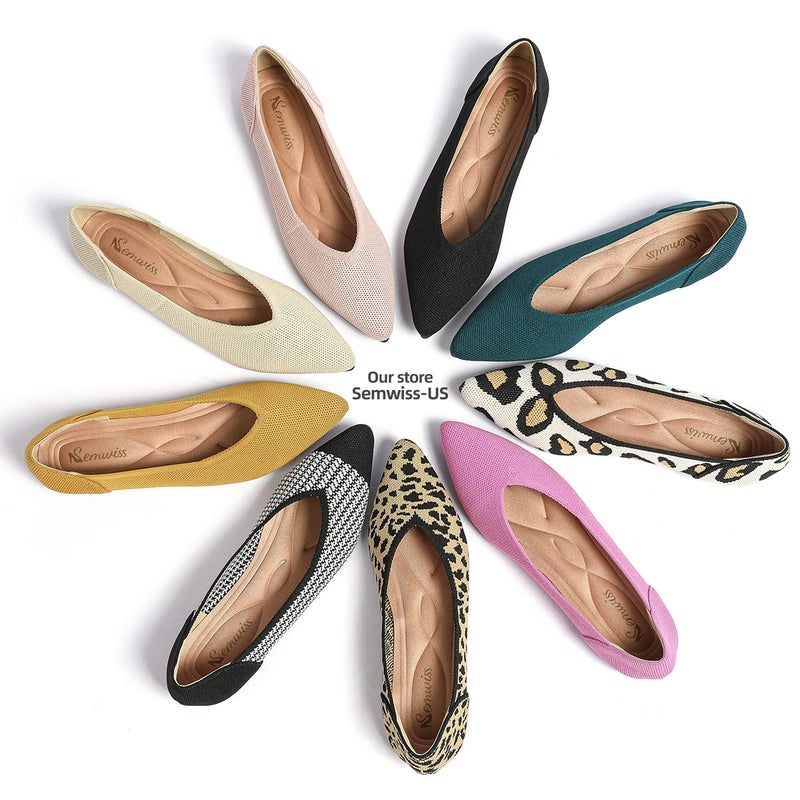 Semwiss Women's Ballet Flats Comfortable Casual Dressy Shoes,Work Flats Office Shoes Pointed Toe Leopard Flats Beige Size 8.5 - Image 5