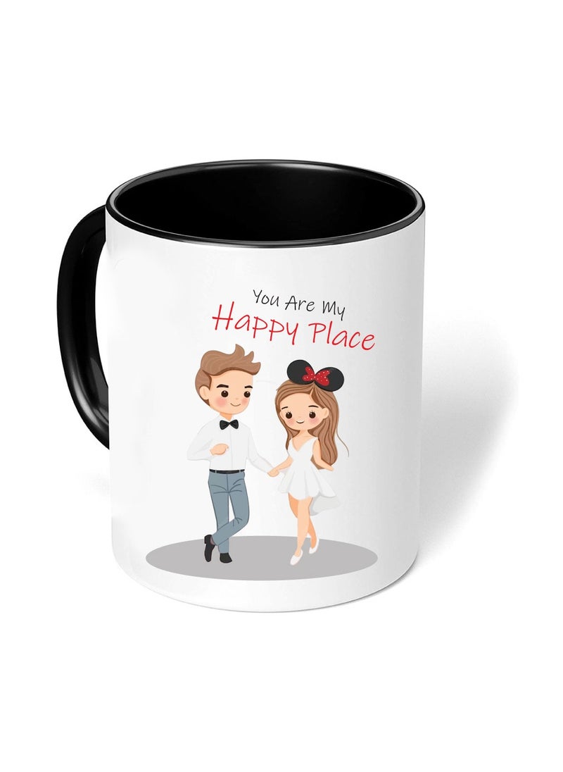 PRINTSHOP4ME Happy Valentine Day with a Black Two-Tone Coffee Mug - Perfect for Couples - Gift for Your Loved One - Gifts for Him Husband - Dad - Boyfriend on Valentines Day  - Image 3