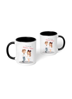 PRINTSHOP4ME Happy Valentine Day with a Black Two-Tone Coffee Mug - Perfect for Couples - Gift for Your Loved One - Gifts for Him Husband - Dad - Boyfriend on Valentines Day  - Image 2