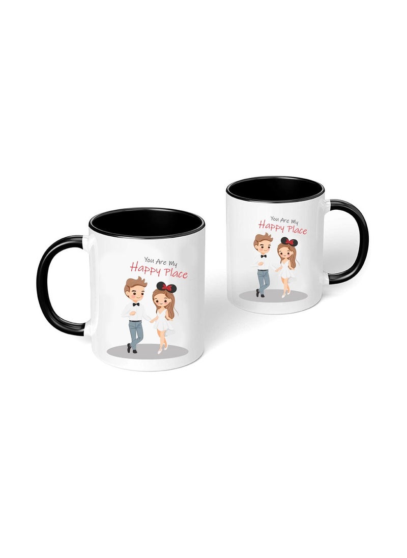 PRINTSHOP4ME Happy Valentine Day with a Black Two-Tone Coffee Mug - Perfect for Couples - Gift for Your Loved One - Gifts for Him Husband - Dad - Boyfriend on Valentines Day  - Image 2