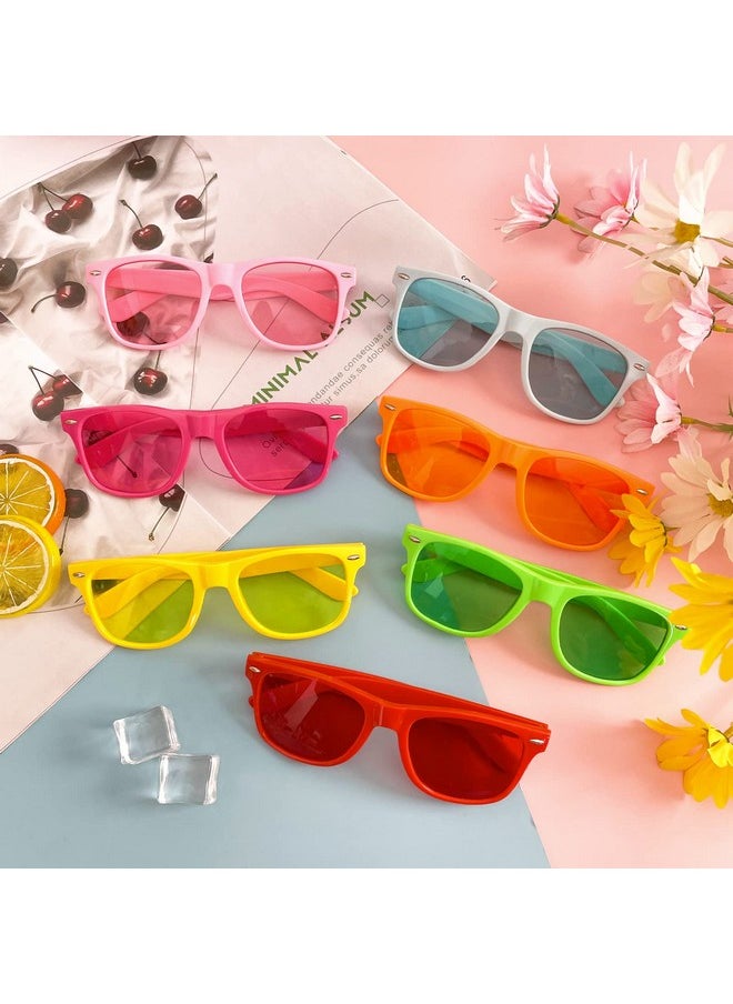 Sunovelties 12 Pack Retro Neon Color Sunglasses Classic Jelly Lenses Horn Rimmed Men And Women Eyewear For Birthday Bachelorette Summer Vacation Parties  - Image 4