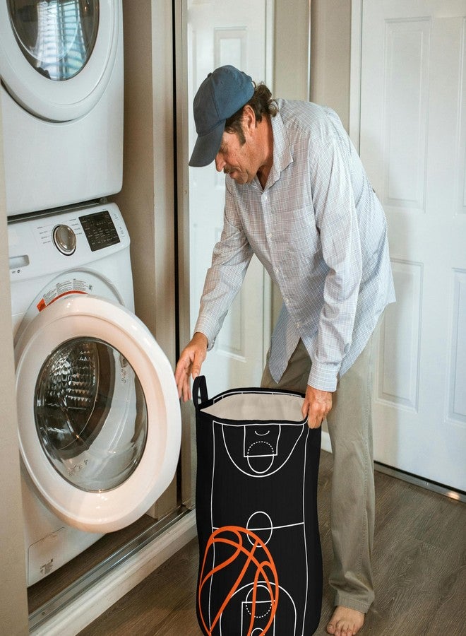 BBSET Basketball Boys Laundry Basket with Lining Kids Round Black Basketball Laundry Hamper Clothes Storage Bin Basket Organizer for Boy Room Decor - Image 5