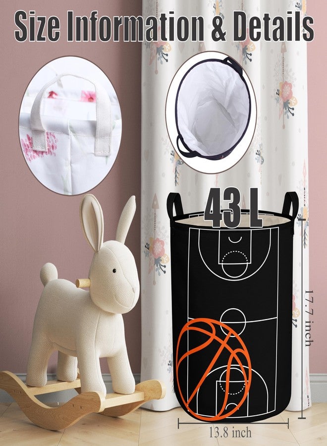 BBSET Basketball Boys Laundry Basket with Lining Kids Round Black Basketball Laundry Hamper Clothes Storage Bin Basket Organizer for Boy Room Decor - Image 3