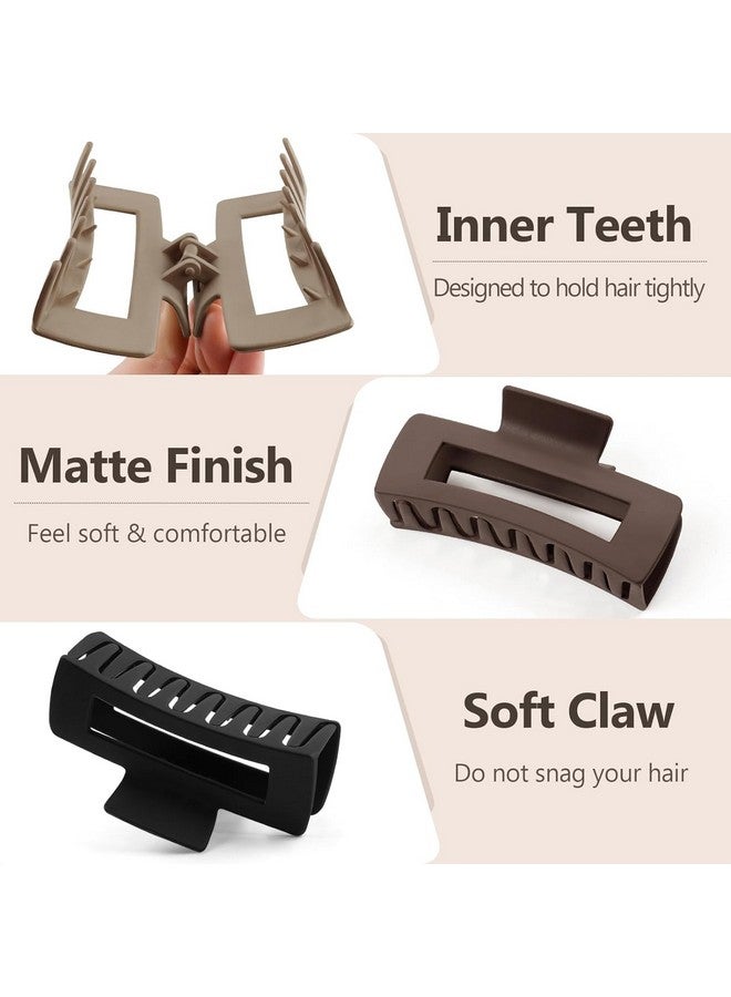 WHISKET - Large Hair Claw Clips for Women Thin Thick Curly Hair, Big Matte Banana Clips,Strong Hold jaw clips,Multi Colors (Pack Of 4) (Big Pony Claw Clips) - Image 2