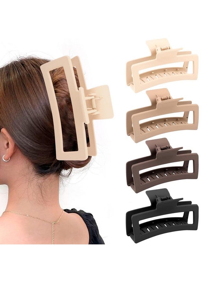 WHISKET - Large Hair Claw Clips for Women Thin Thick Curly Hair, Big Matte Banana Clips,Strong Hold jaw clips,Multi Colors (Pack Of 4) (Big Pony Claw Clips) - Image 1