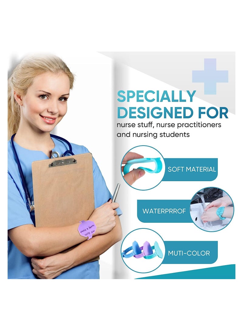 Silicone Memo Wrist Band, Reusable Erasable Notepad in Watch Shape, Wearable to Do List Silicone Notepad Wrist Band for Veterinarian Nurse, Turquoise, Lilac, Blue, 9 Pcs