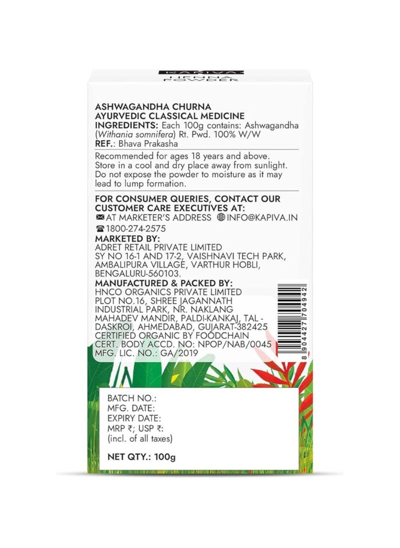 Kapiva Kapiva Kapiva Organic Ashwagandha Powder 100g(Pack of 2) Manages Stress & Improves Stamina  - Image 5