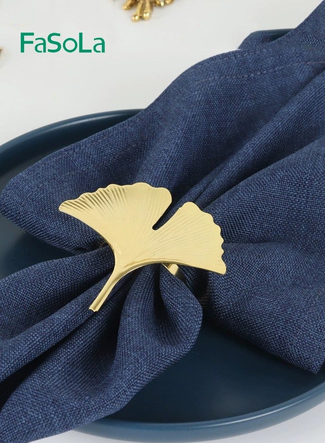 Fasola 6 Pieces Ginkgo Biloba Napkin Ring Napkin Clasp Table Setting Decoration for Dinner Party Wedding - Image 4