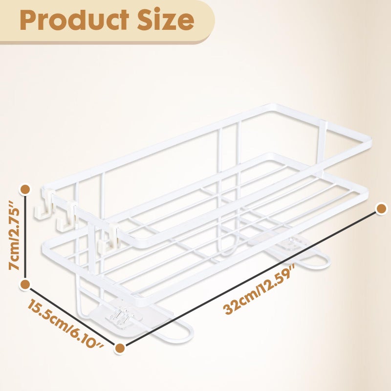 PowerKing Over The Toilet Storage Shelf, Bathroom Organizer Rack with 2 Hooks, No-Drill, Rust-Resistant Steel, Toilet Paper Holder for Restroom Bathroom, White - Image 5