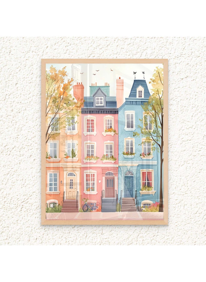Art Decor Art Decor Framed Fine Art of Colorful House Portrait Fun Whimsical Home Print Wall Décor for Playroom Classroom Nursery Kid Bedroom Children Room Gifting - Image 1