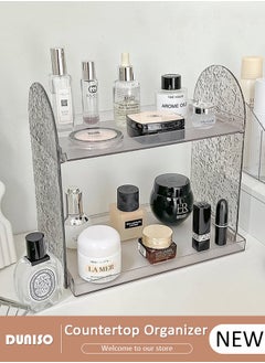 DUNISO 2-Tier Countertop Organizer, Acrylic Bathroom Organizer Countertop Vanity Organizer, Kitchen Spice Counter Organizers, Standing Vanity Tray for Bathroom Organization and Decor  - Image 1