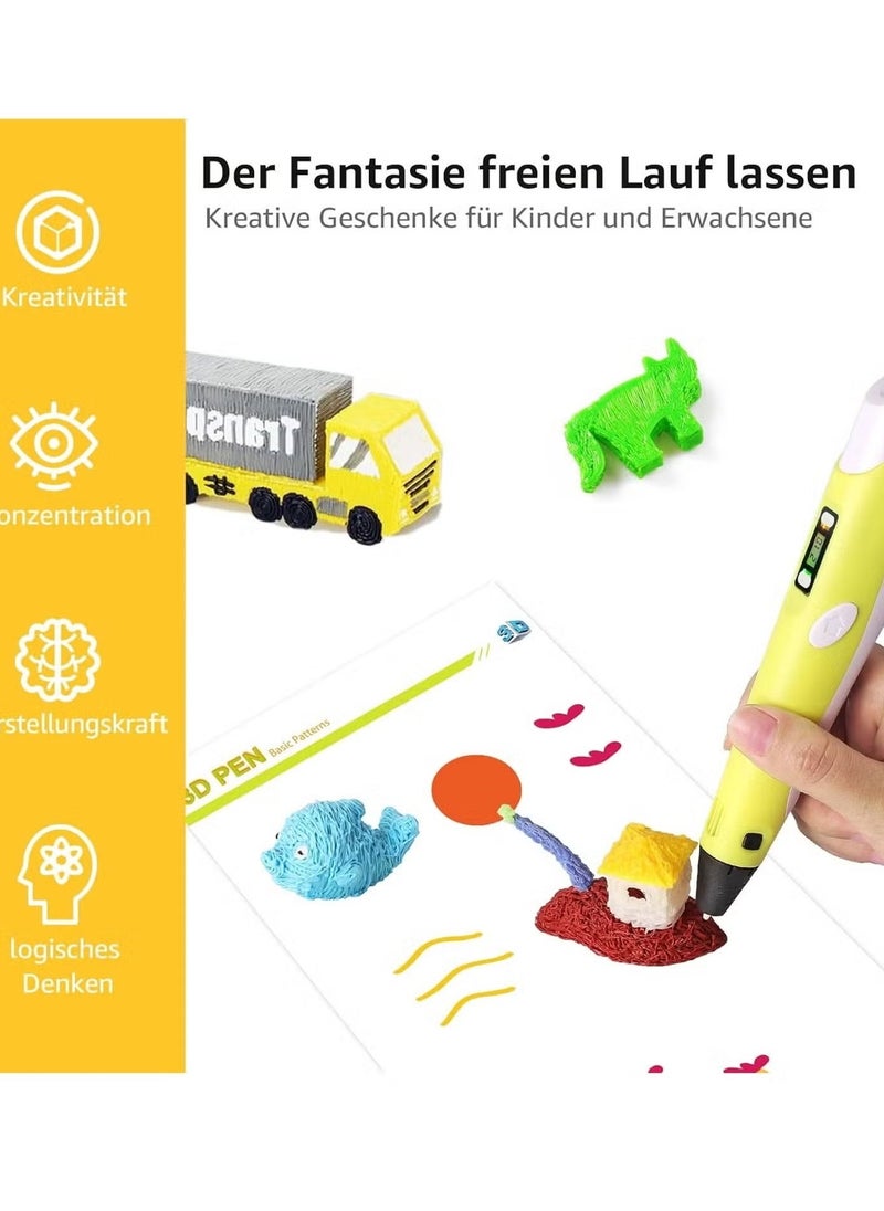 SHOPI 3D Drawing Pen with Display, Adjustable Speed & Temperature, Includes 20 Colorful PLA Filaments (5M Each), Perfect Holiday Gift for Kids and Creative Toys for Artistic Fun  - Image 4