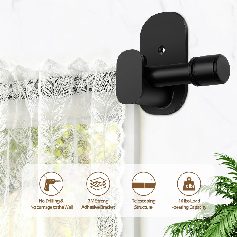 HOTOZON Curtain Rods No Drilling 32 to 43 Inch, HOTOZON 5/8 Inches No Drill Curtain Rods for Windows 20 to 39 Inches(1.7-3.2 ft), Renter Friendly Adjustable Small Drapery Rod for Lightweight Curtains, Black - Image 2