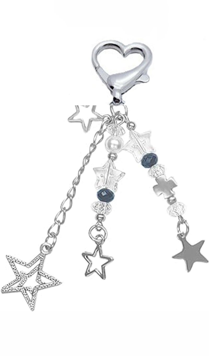cioatu Cute Keychain Aesthetic Y2K Keychain Accessories Cute Heart Butterfly Strawberry Bear Key Chain for Keys Bags Women Gifts (1PCS Star) - Image 1