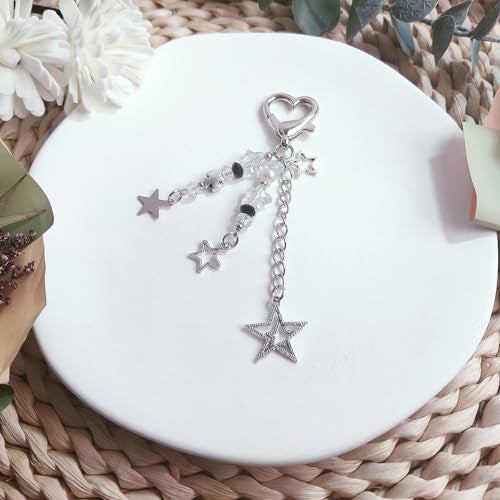 cioatu Cute Keychain Aesthetic Y2K Keychain Accessories Cute Heart Butterfly Strawberry Bear Key Chain for Keys Bags Women Gifts (1PCS Star) - Image 3
