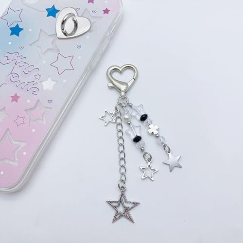cioatu Cute Keychain Aesthetic Y2K Keychain Accessories Cute Heart Butterfly Strawberry Bear Key Chain for Keys Bags Women Gifts (1PCS Star) - Image 5