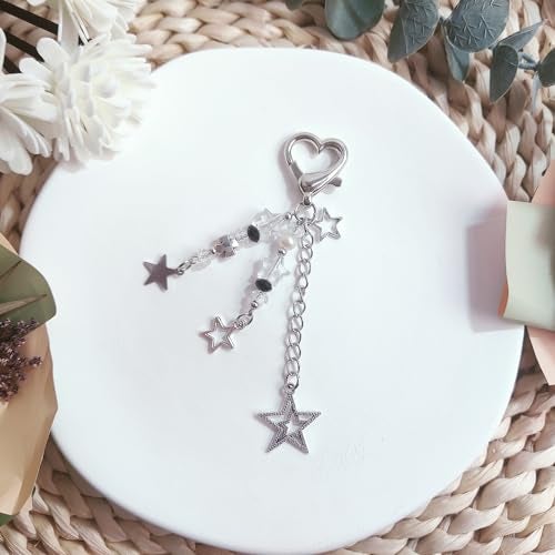 cioatu Cute Keychain Aesthetic Y2K Keychain Accessories Cute Heart Butterfly Strawberry Bear Key Chain for Keys Bags Women Gifts (1PCS Star) - Image 2