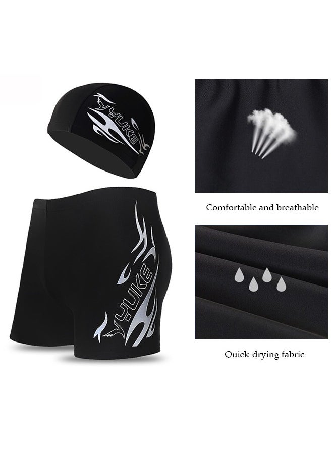 YUKE - 6Pcs Swimming Equipments Set, Included Swim Cap, Swimming Trunks, Swimming Goggles, Nose Clip, Earplugs and Storage Bag, Swimming Suit for Men - Image 1
