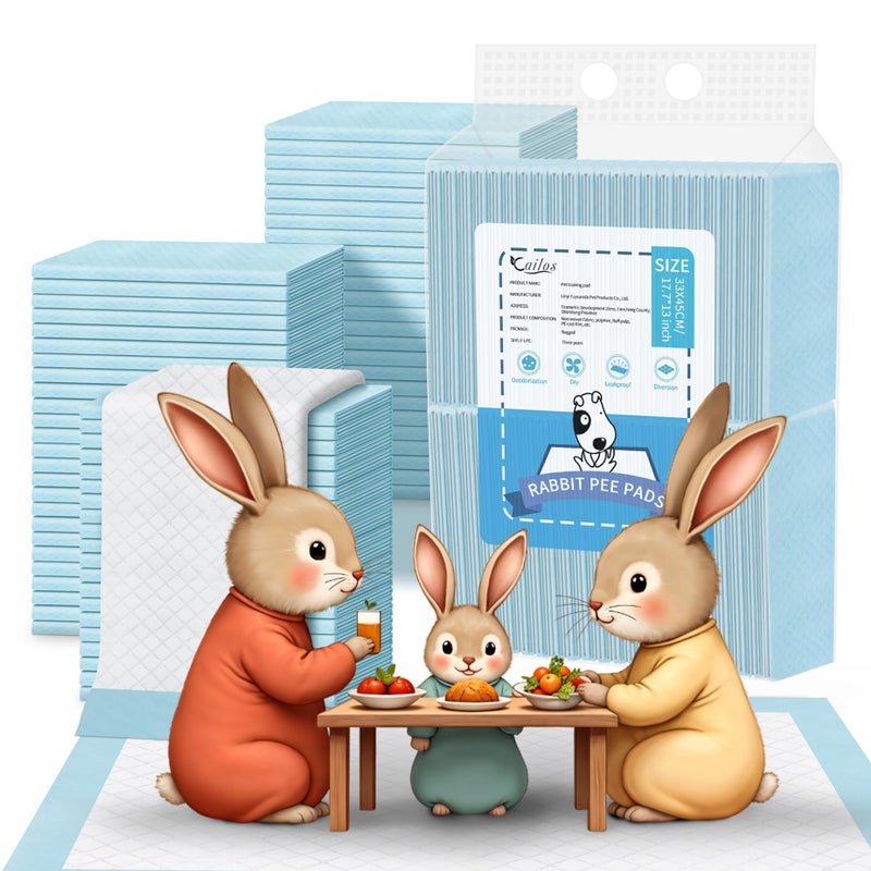Rabbit Pee Pads Disposable Super Absorbent Diaper Pet ToiletPotty Training Pads for Guinea Pigs Hedgehog Hamsters Chinchillas Cats and Other Small Animals 3345CM100 Counts