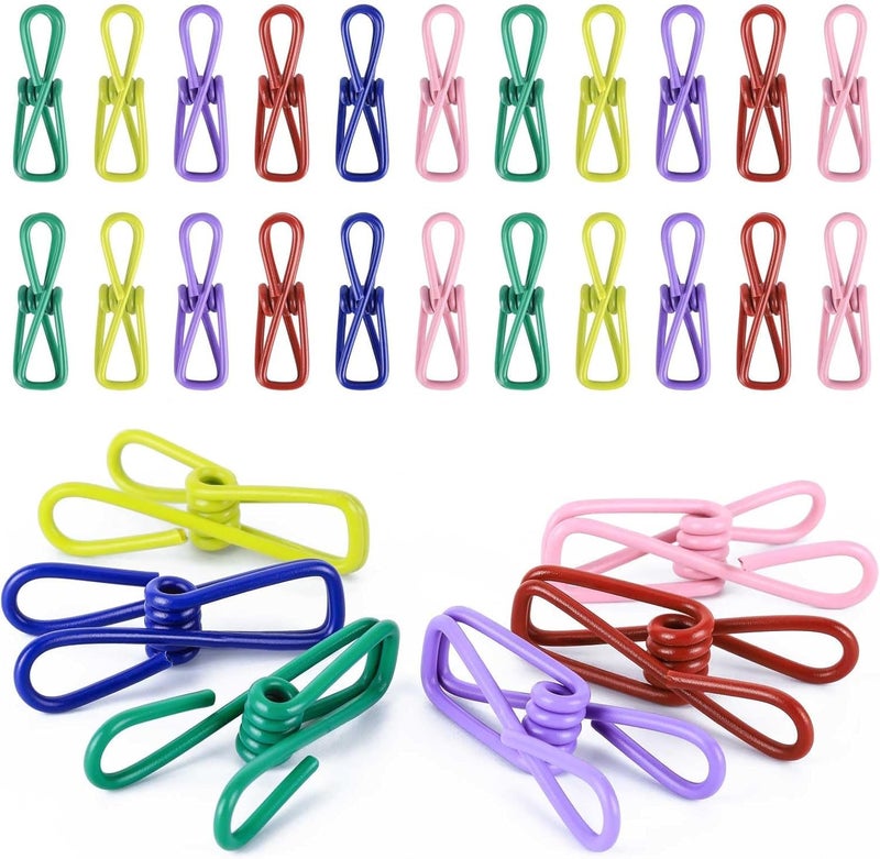 30pcs Chip Clips, 2.2 inch Bag Clips, Small Metal Clothes Pins, Colored - Image 1