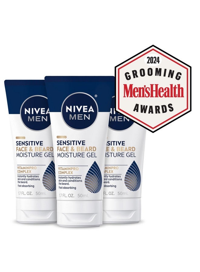 نيفيا مين جل مرطب للوجه واللحية الحساسة، مرطب لطيف للوجه واللحية للرجال يرطب البشرة على الفور ويحسن حالة اللحى، أنبوب 1.7 أونصة سائلة، عبوة من 3 قطع - Image 2